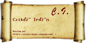 Czikó Irén névjegykártya